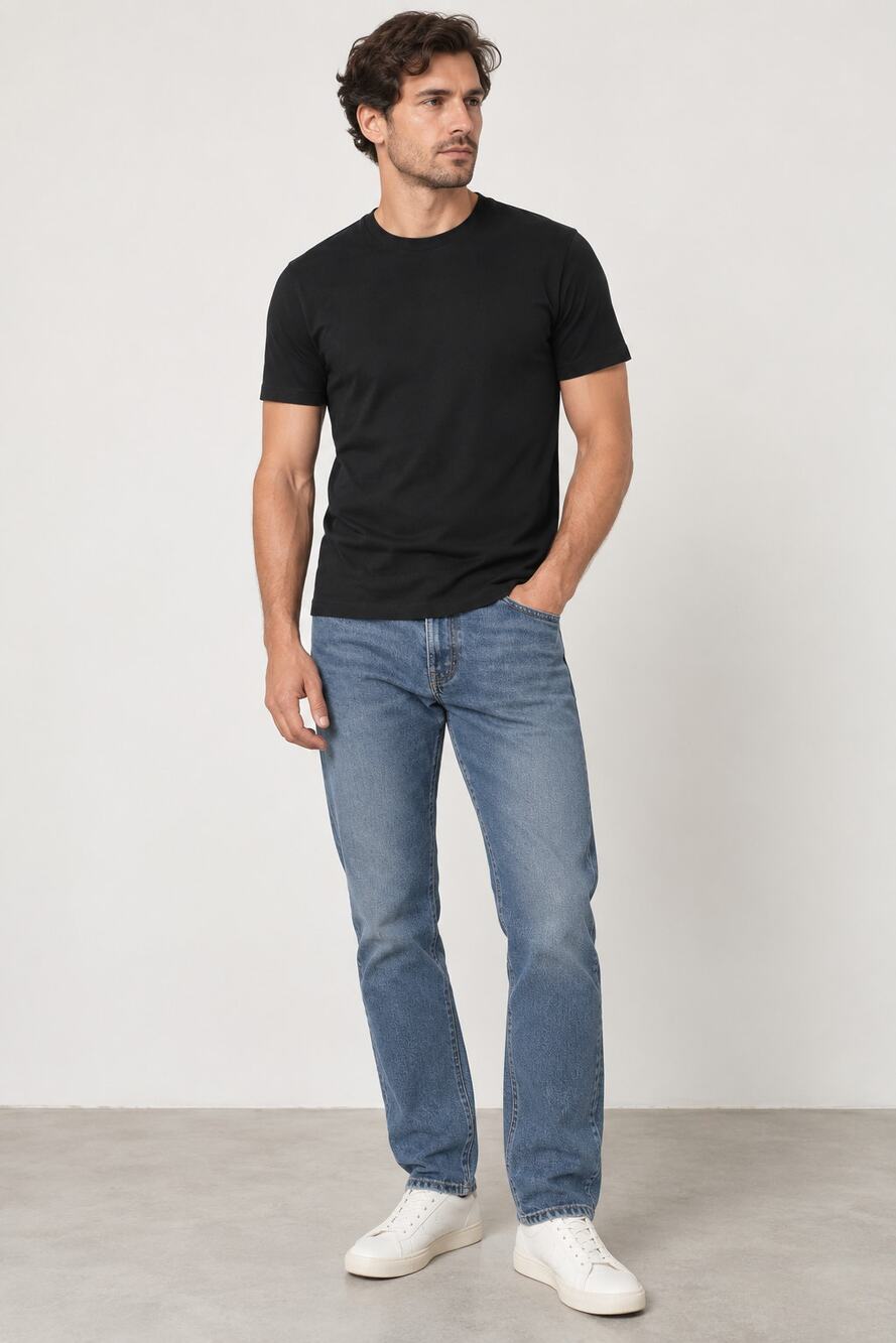 Acne Studios "Edvin" Men's Black Stretch Cotton T-Shirt, Size Medium